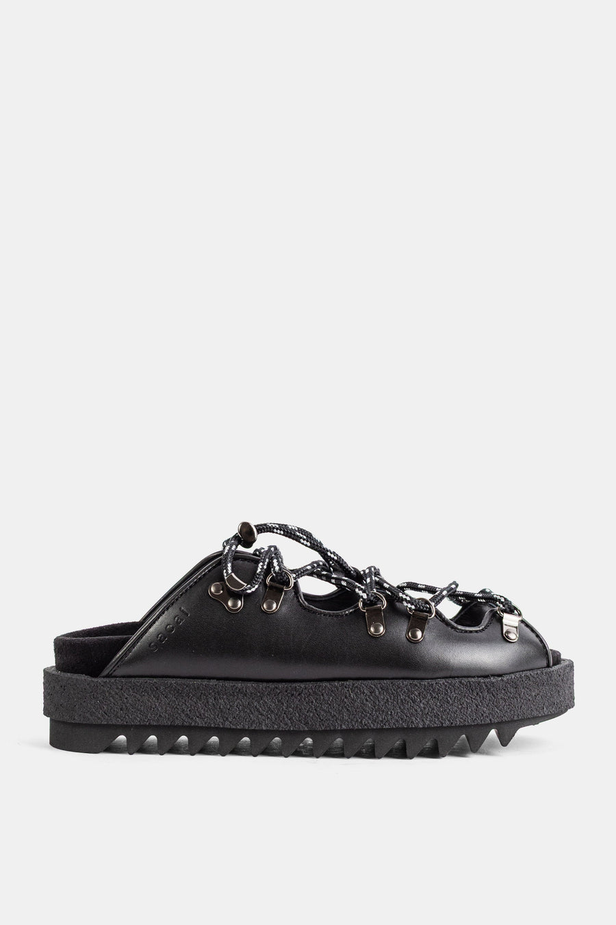 Sacai Matte black leather mule sandal in black