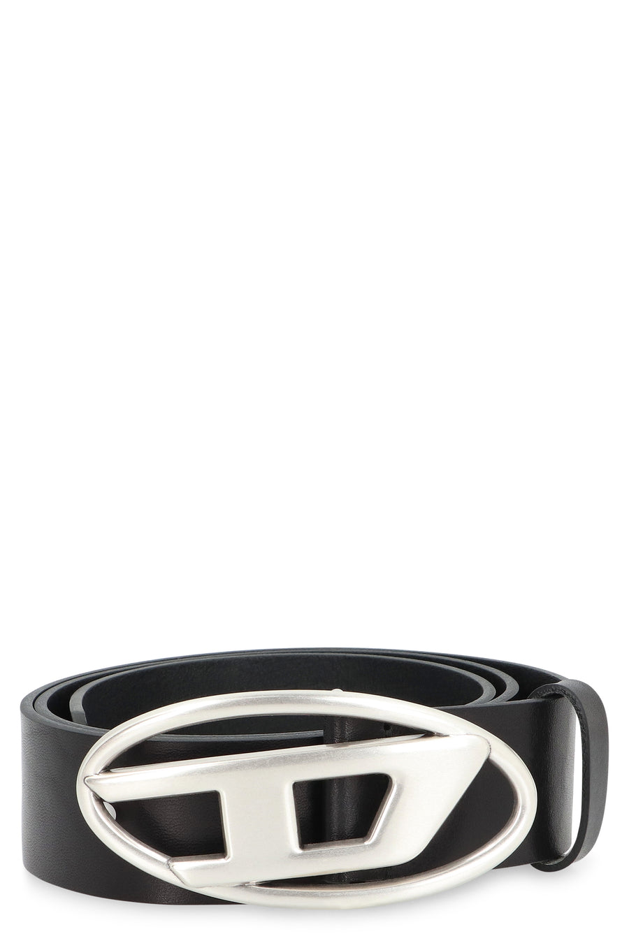 Leather Belt With Elegant Buckle Black Cow Hide