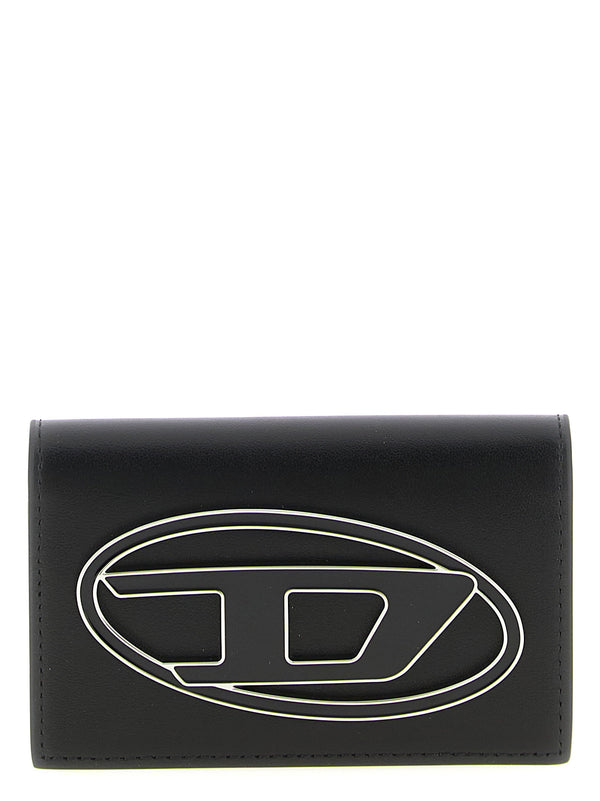 Diesel Logo-Embossed Leather Card Case — Black
