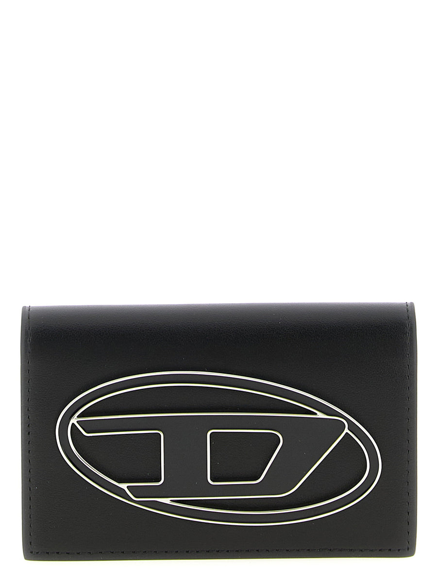 Diesel Logo-Embossed Leather Card Case — Black