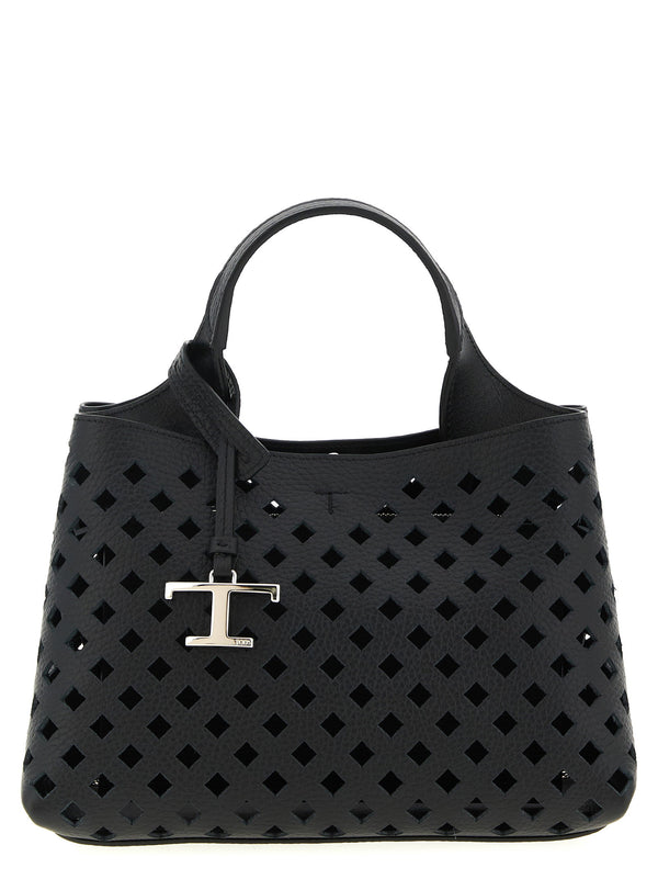 Tod's Openwork Leather Handbag — Black