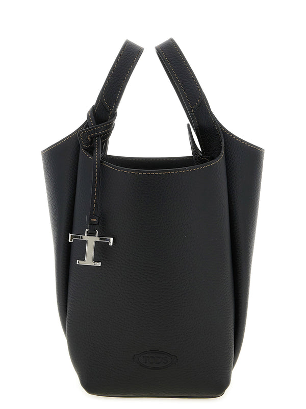 Tod's Hammered calf leather bucket bag in black