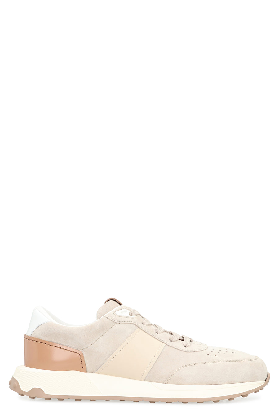 Suede Sneakers With Leather Inserts Sand Calf Trainers