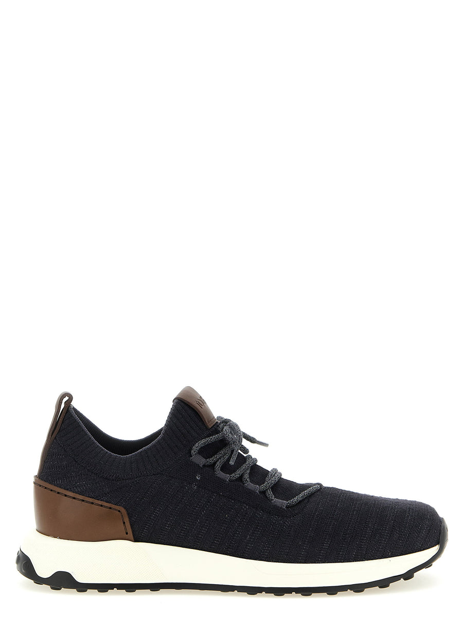 Tod's Technical Knit with Calf Leather Sneaker — Black