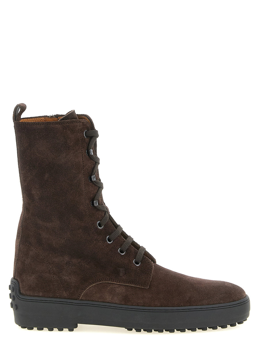 Tod's Suede Lace-Up Boot — Brown