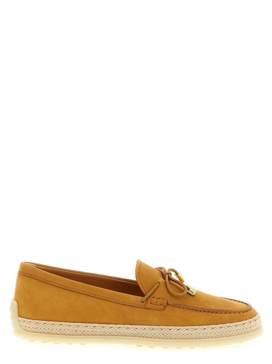 Tod's Suede with Raffia Midsole Loafer — Gold