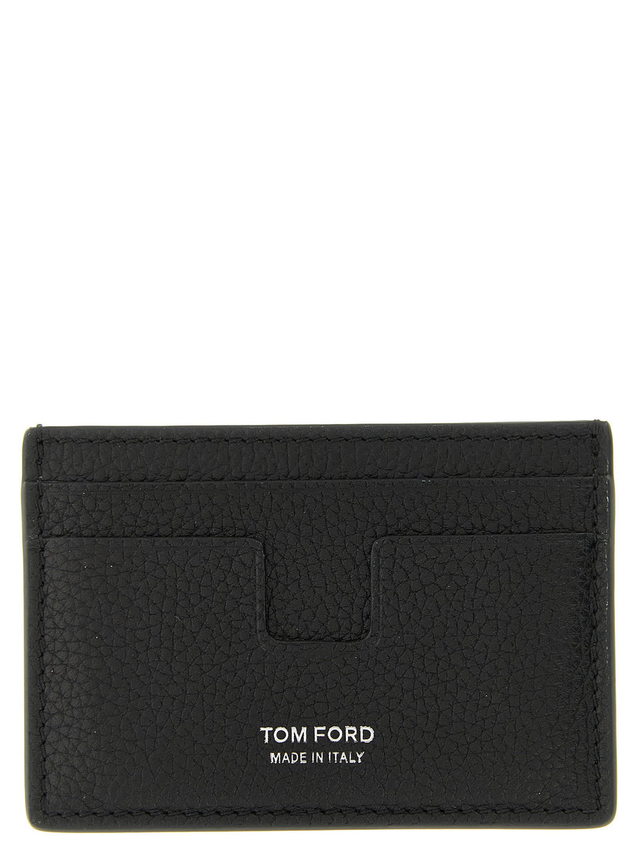 حافظة بطاقة مطروقة Tom Ford جلد — أسود