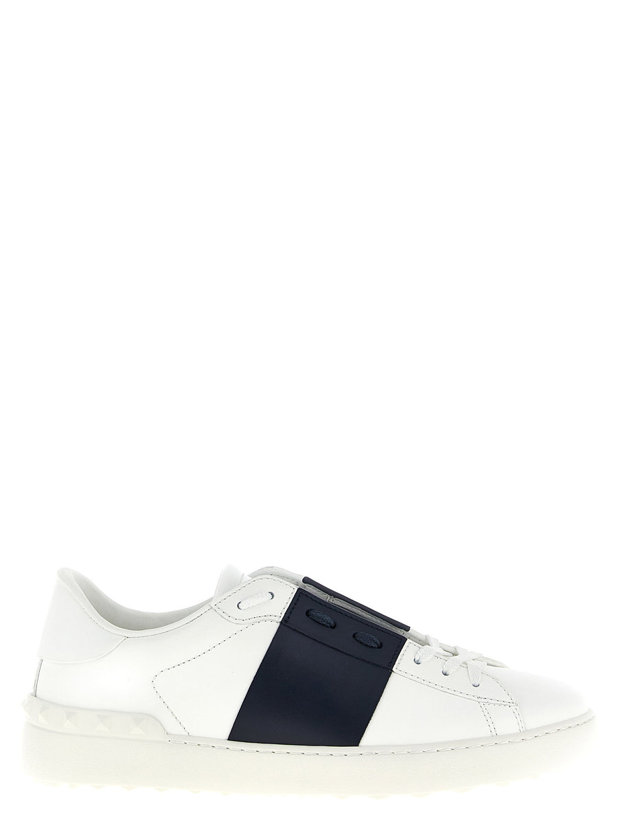 Valentino Garavani Contrasting Band Leather Sneaker — White