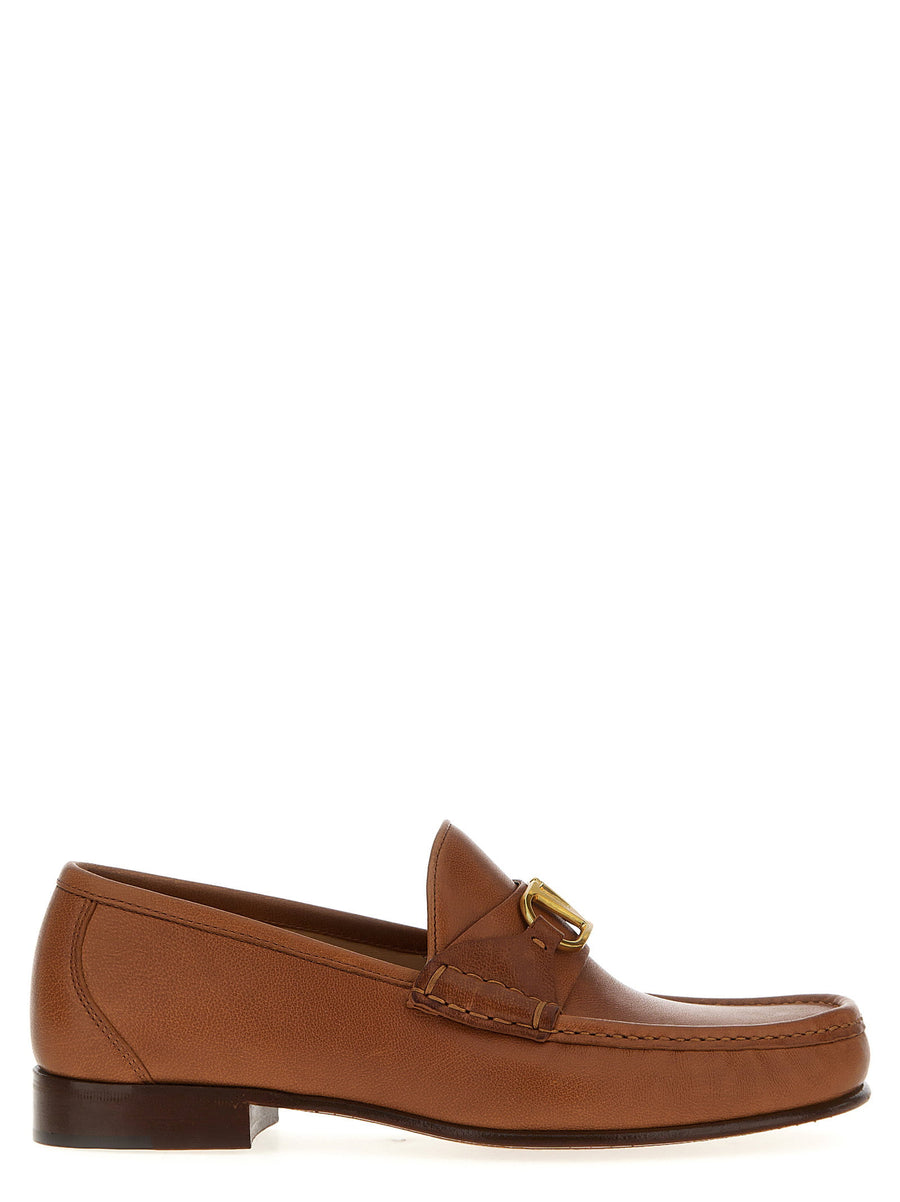 Valentino Garavani Vlogo Signature Metallic Loafer — Brown