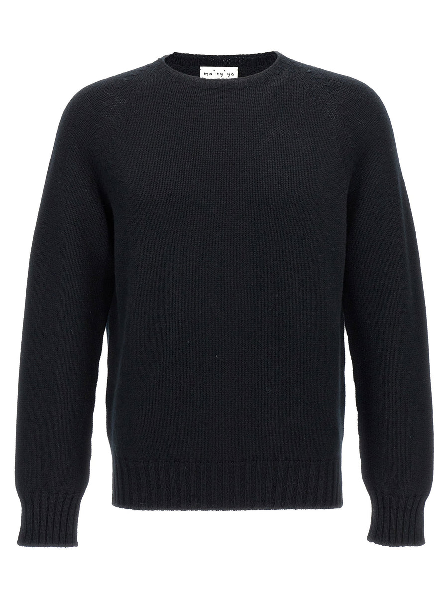 Ma'ry'ya Wool Blend Crew-Neck Sweater — Black