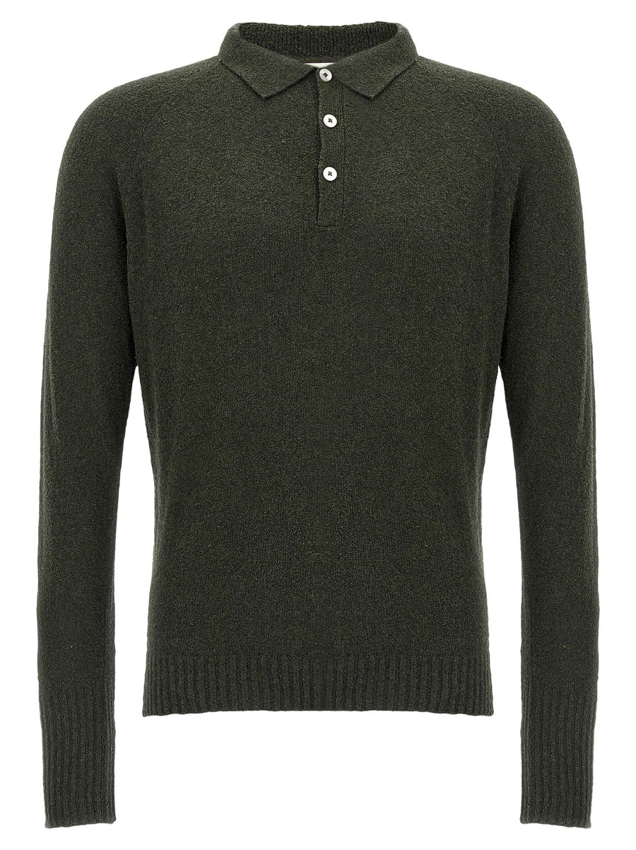 Ma'ry'ya Bouclé Cotton Polo — Olive