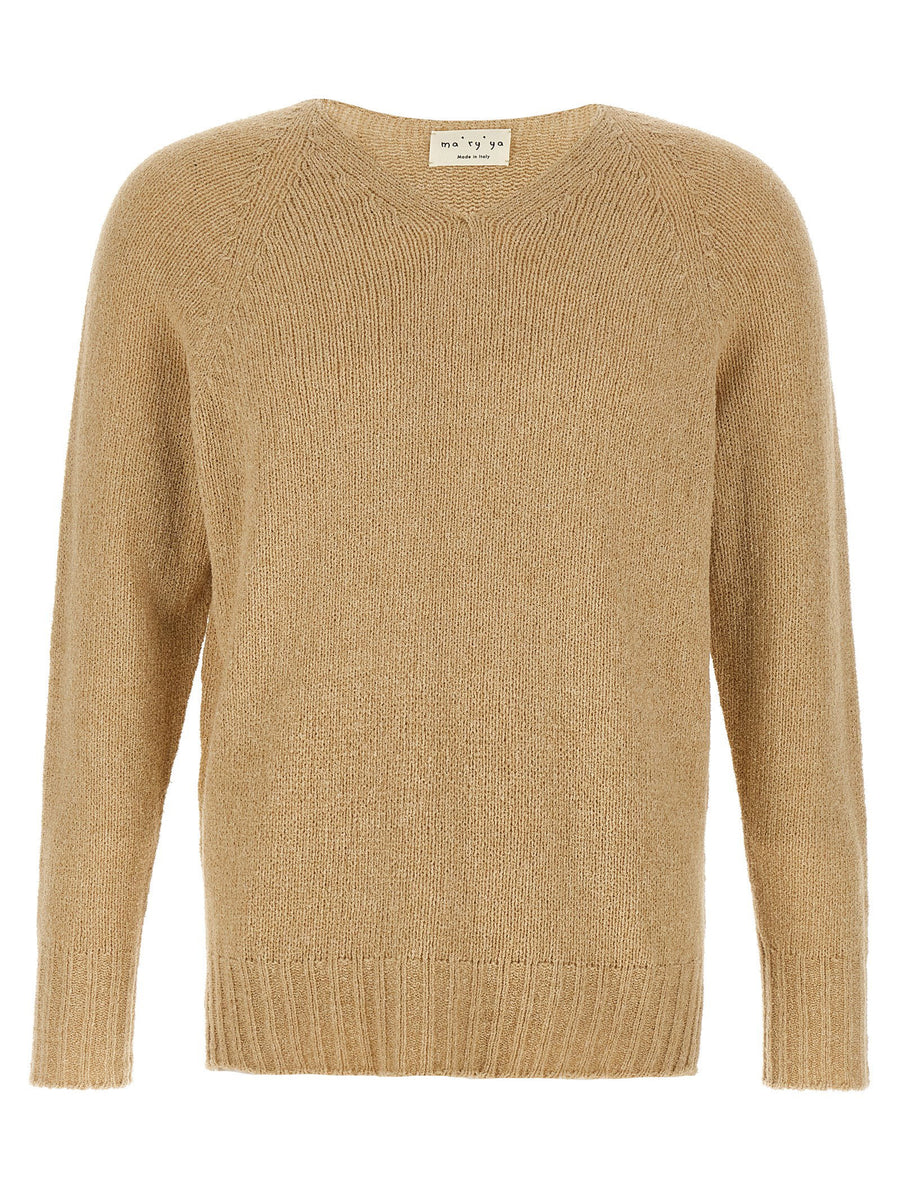 Ma'ry'ya Ribbed Cotton-Blend Sweater — beige