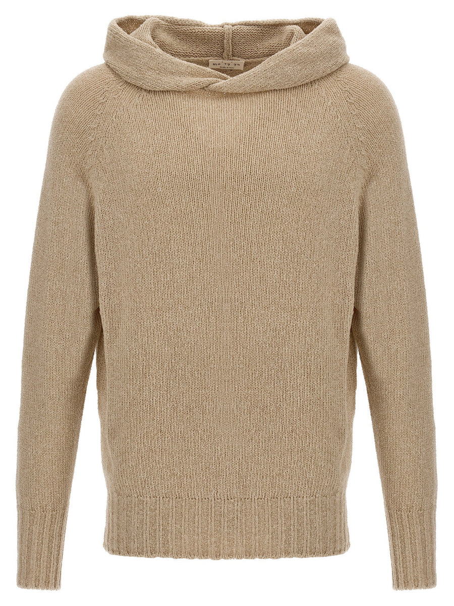 Ma'ry'ya Cashmere Blend Wool Hooded Sweater — Beige