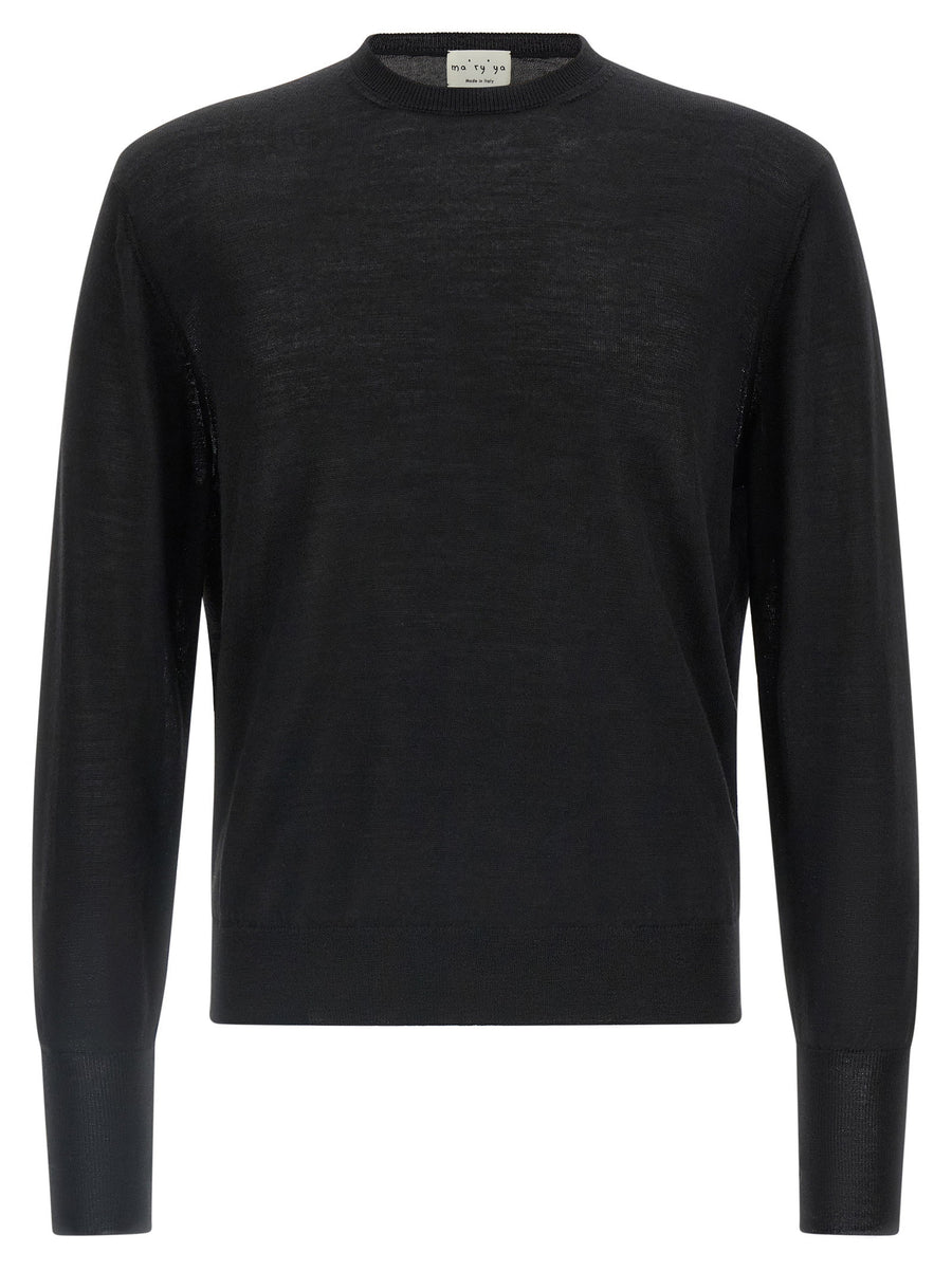 Ma'ry'ya Merino Wool, Silk & Cashmere Blend Sweater — Black