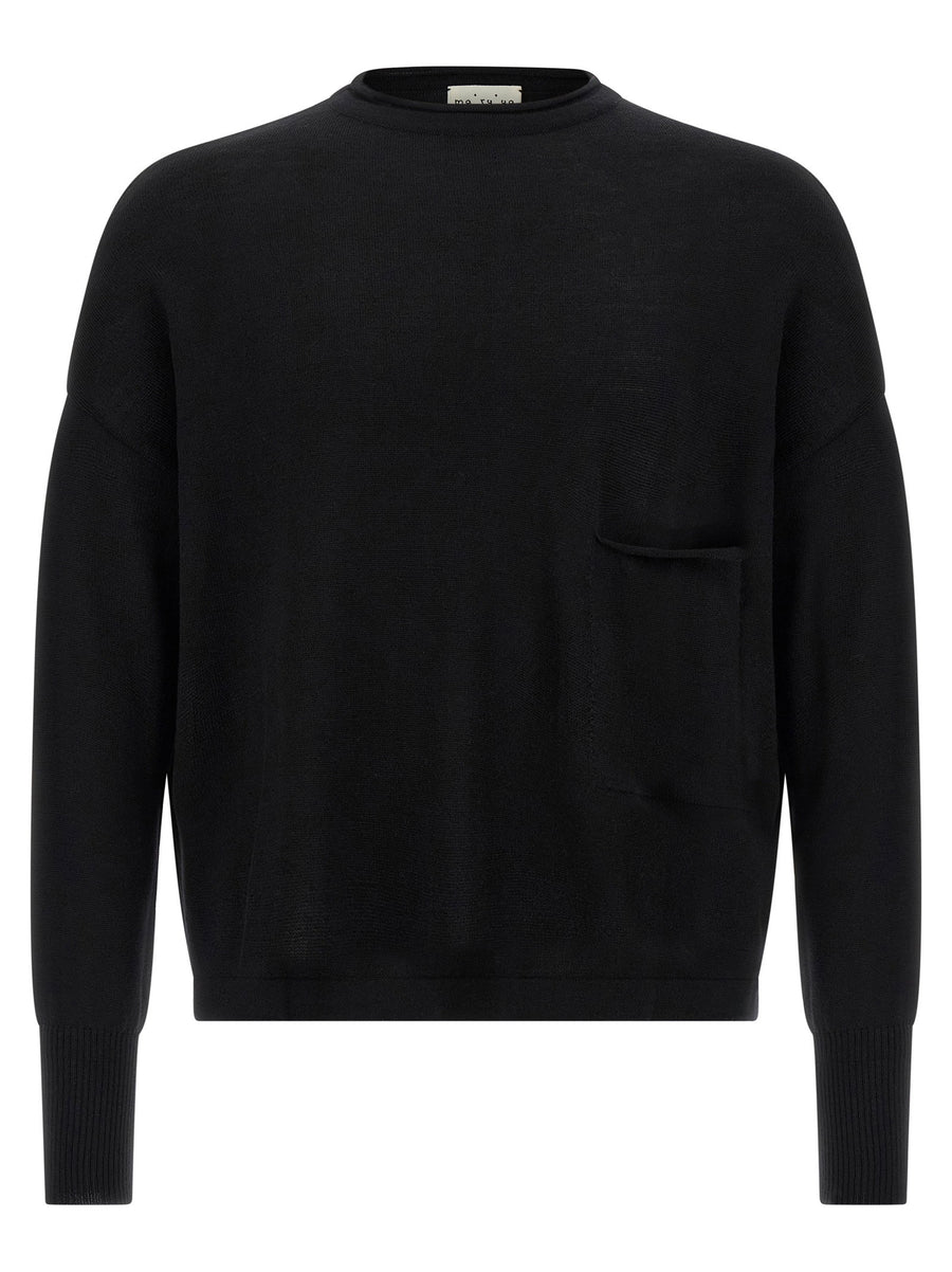 Ma'ry'ya Fine Wool Crew Neck Sweater — Black