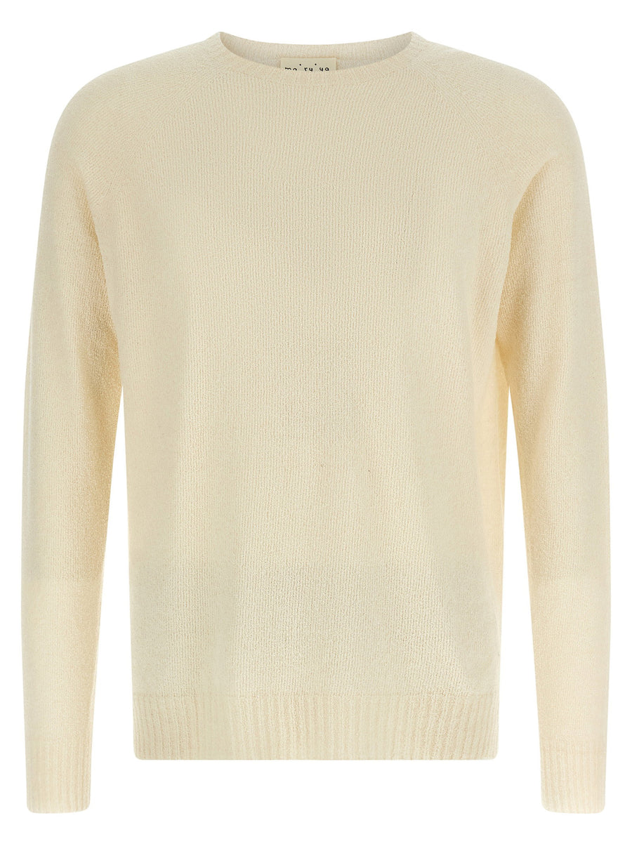 Ma'ry'ya Spongy Cotton Blend Sweater — Cream