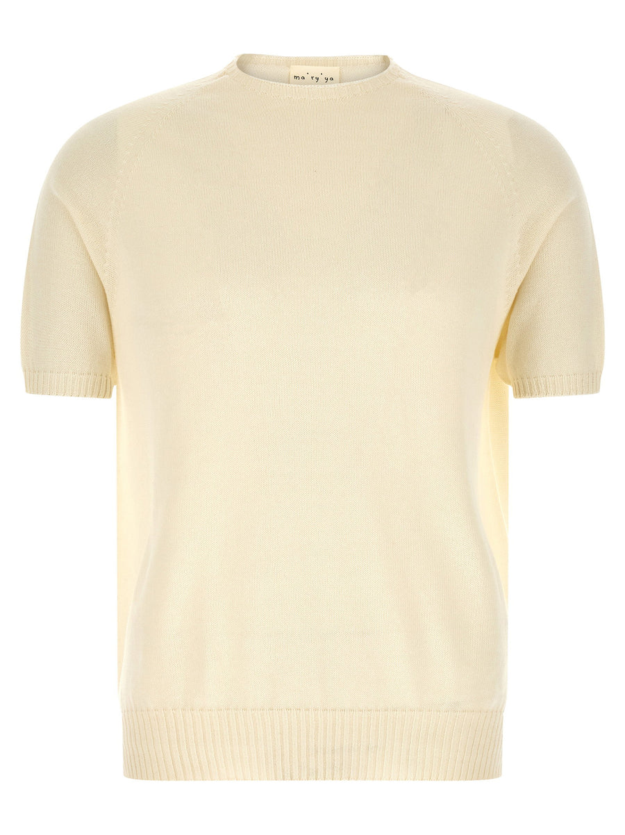 Ma'ry'ya Ribbed-Detail Cotton Sweater — Cream
