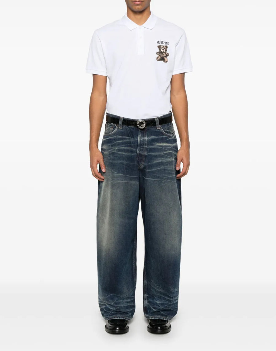 Moschino 100% Cotton polo shirt in white