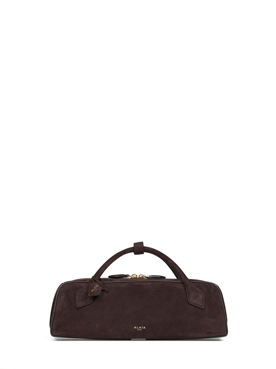 Top Handle Bag Le Teckel Dark Brown Goatskin Suede Handbags