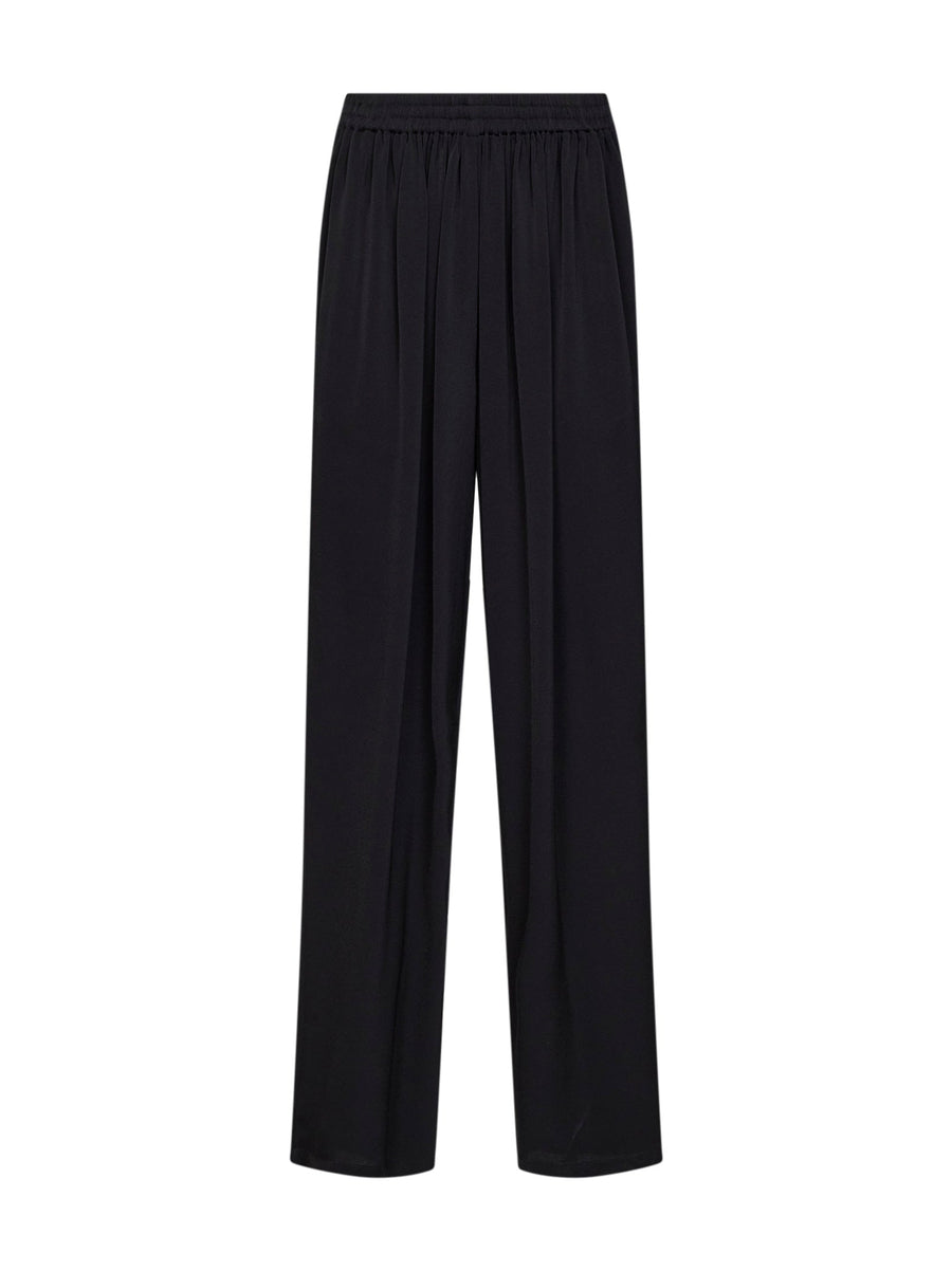 Trousers — Straight Cady, Black Viscose