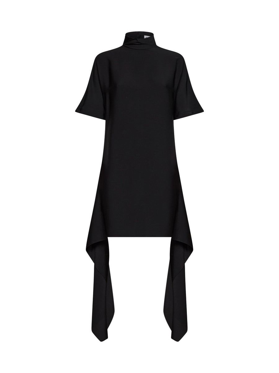 T-Shirt Mini Dress Asymmetric Black Viscose