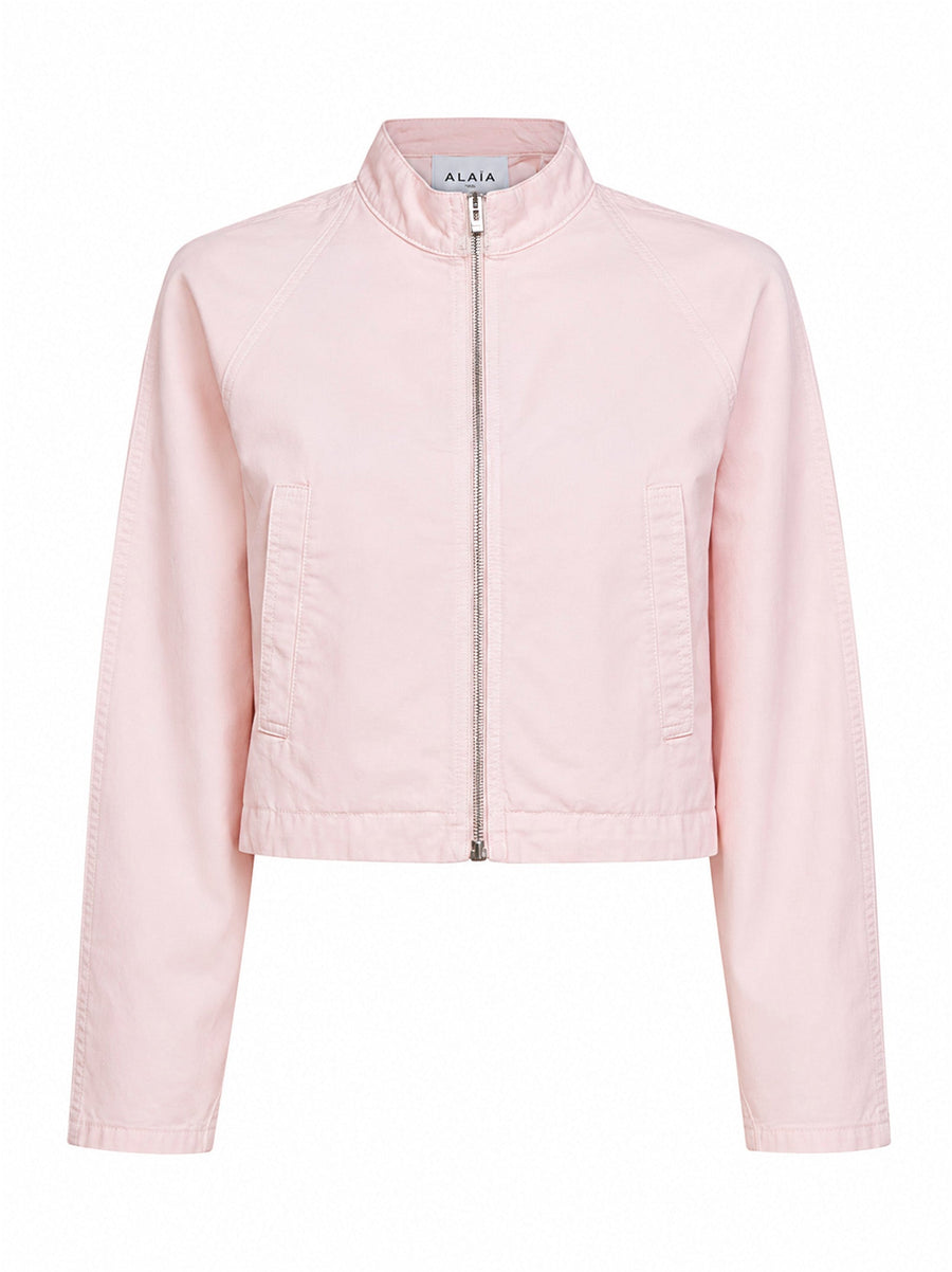 Jacket Rounded Pink Cotton Denim Bomber