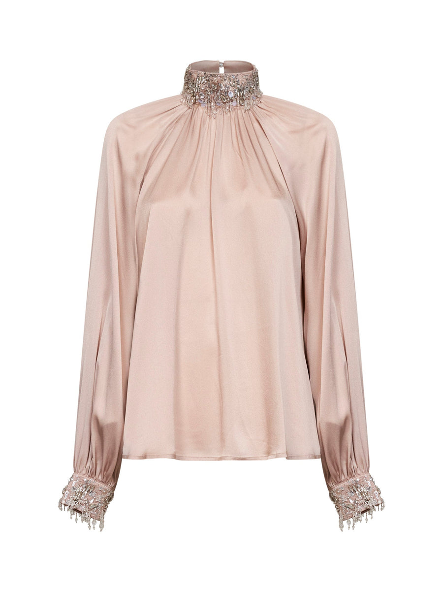 Blouse Champagne Satin Powder Pink Recycled Polyester