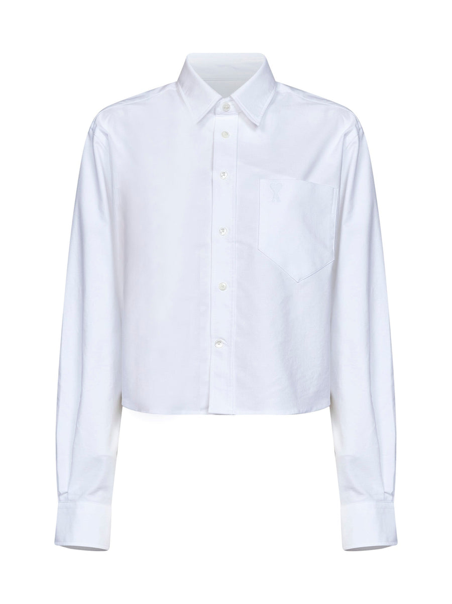 Shirt, Cropped Cotton Poplin, White