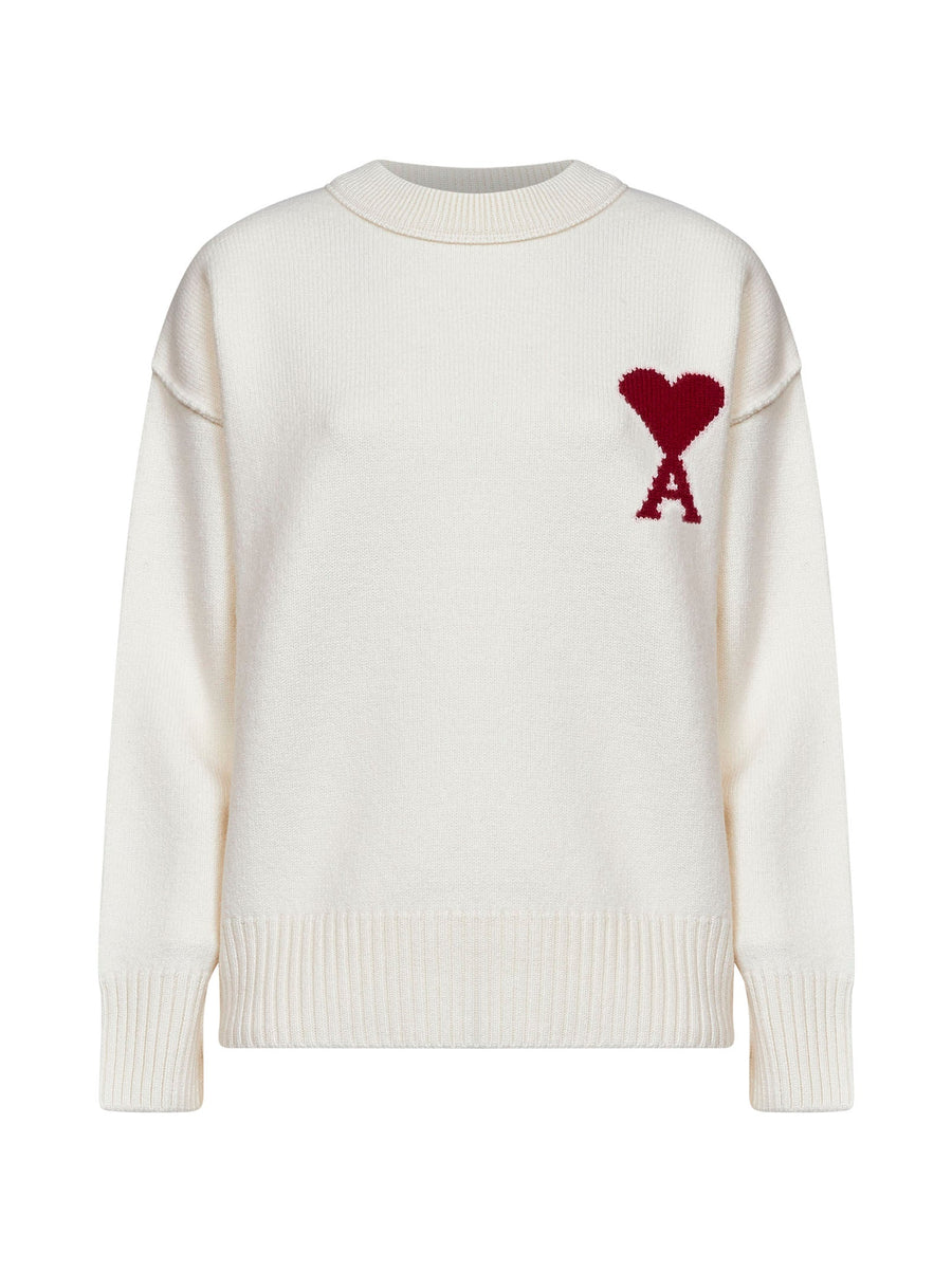 Crewneck Sweater Ami De Cœur Ecru Ivory Silk