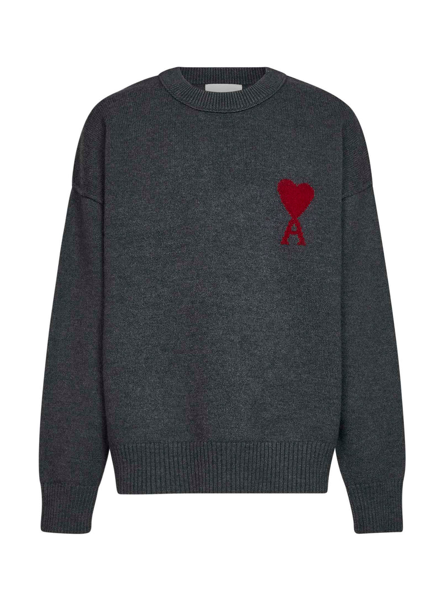 Crewneck Sweater Ami De Coeur Grey Wool