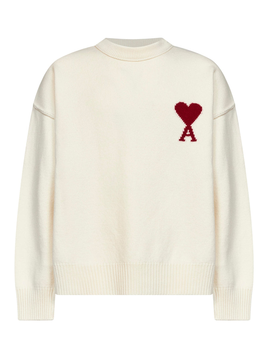 Crewneck Ami De Cœur Ivory Merino Wool