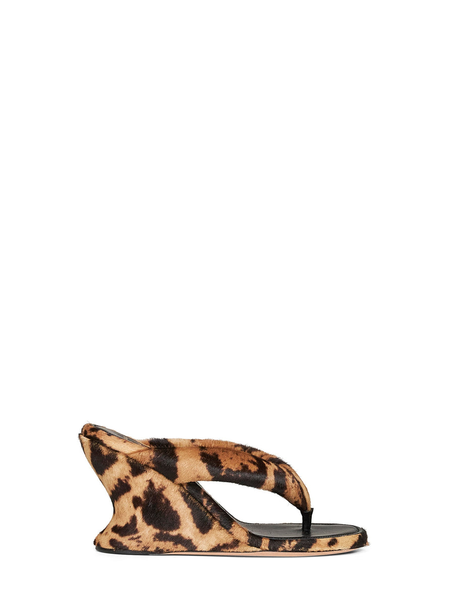 Wedge Thong Sandals Gaeta Multicolour Calf Leather