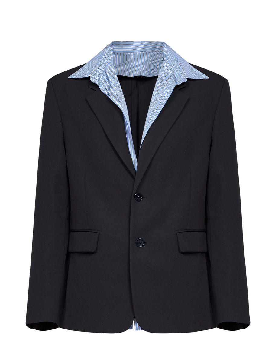Shirt Jacket Dark Navy Wool Twill Blue