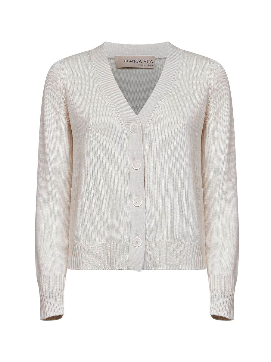 Cardigan Virgin Wool Beige Cardigans