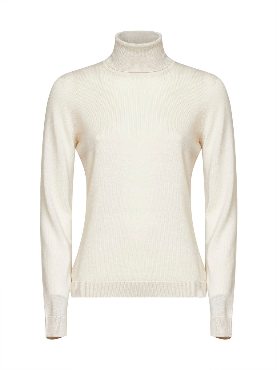 Turtleneck Sweater Beige Virgin Wool