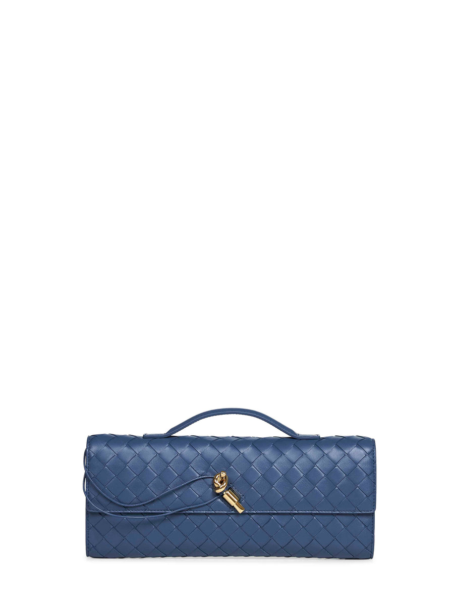 Top Handle Clutch Andiamo Blue Lambskin Handbags