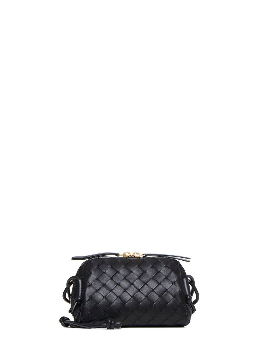 Shoulder Bag Intrecciato Black Lamb Skin