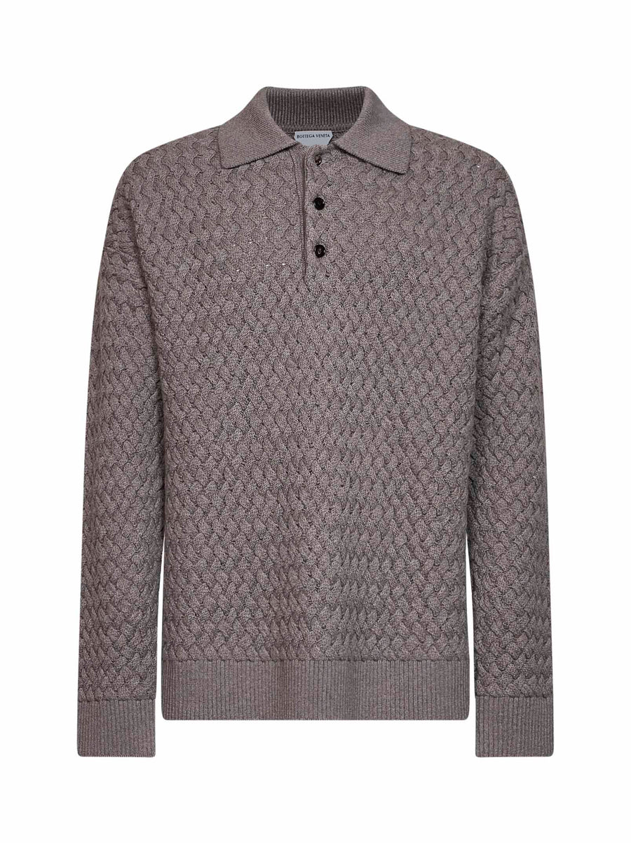 Polo Shirt Riverbed Melange Wool Mud Virgin