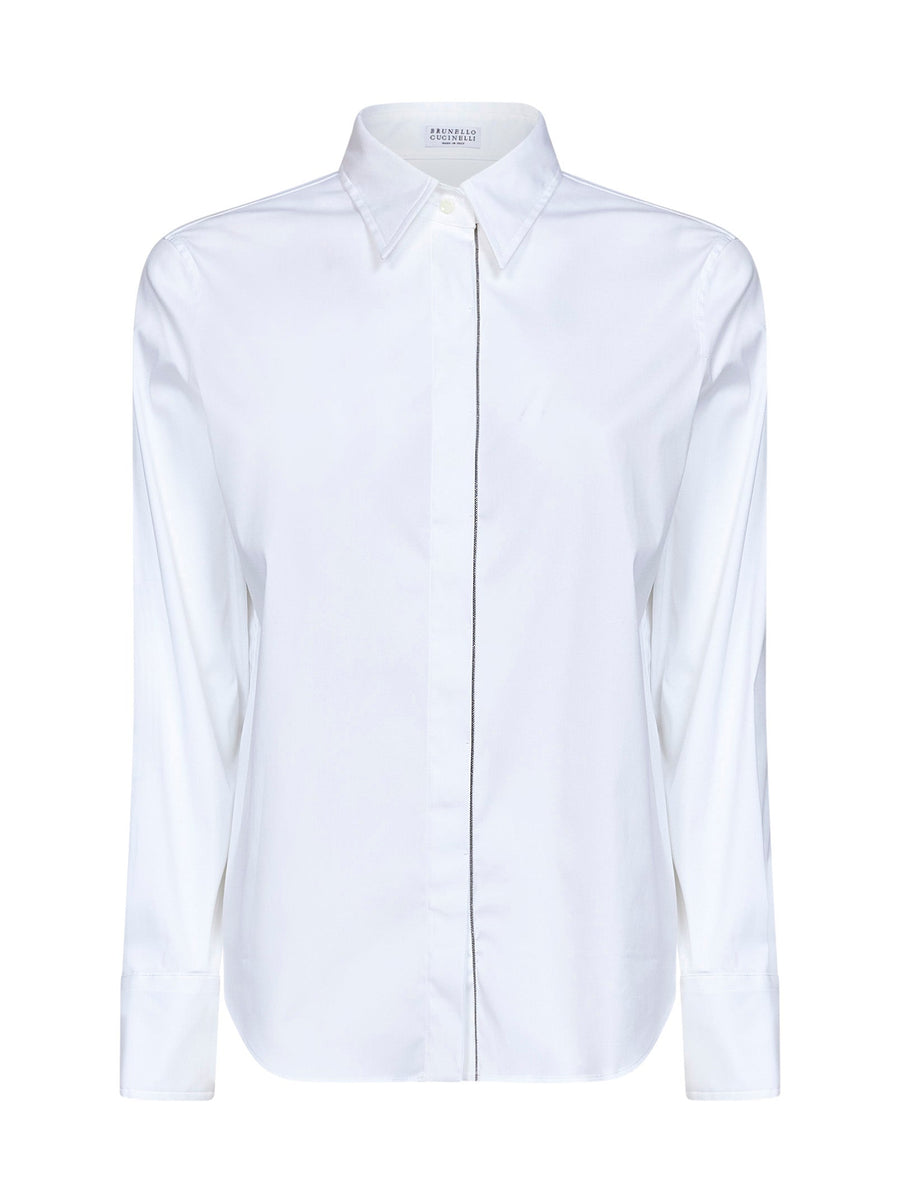 Shirt Stretch Poplin White Lyocell
