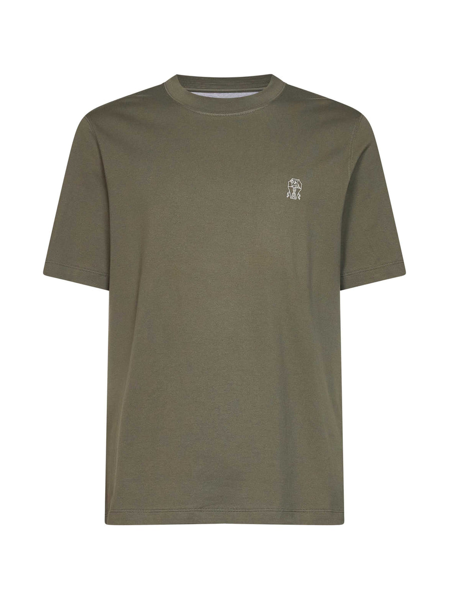 Crewneck T-Shirt Camouflage Green Cotton T-shirts