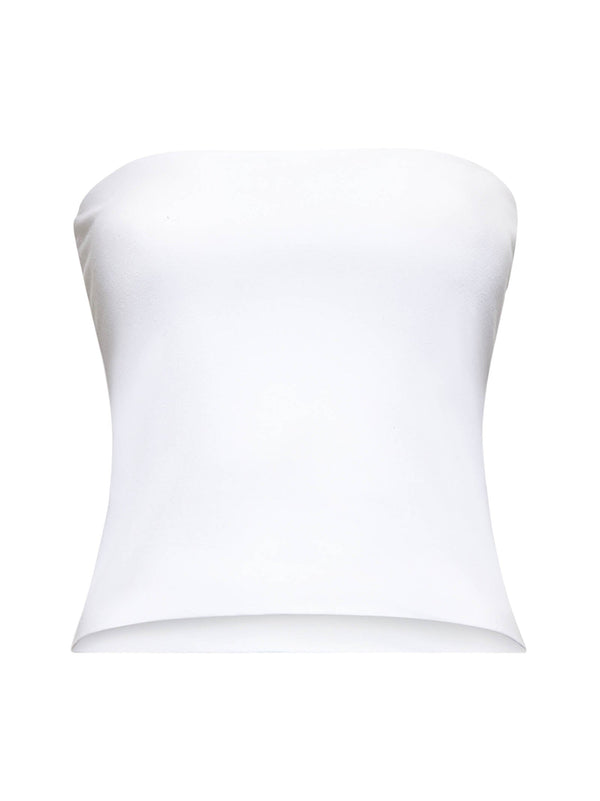 Bandeau Jersey Top White Cotton Tops