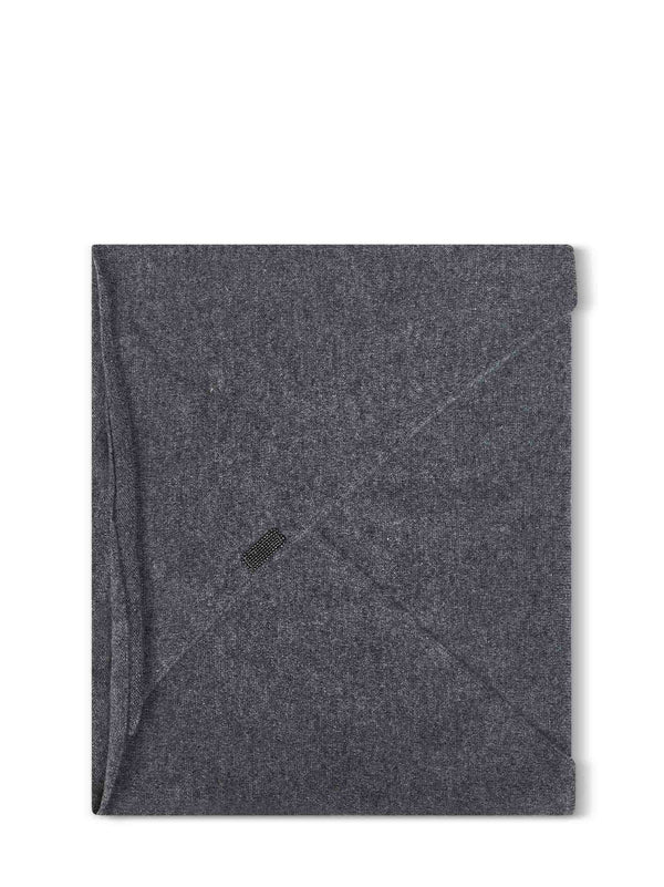 Scarf Cashmere With Monili — Lead Grey