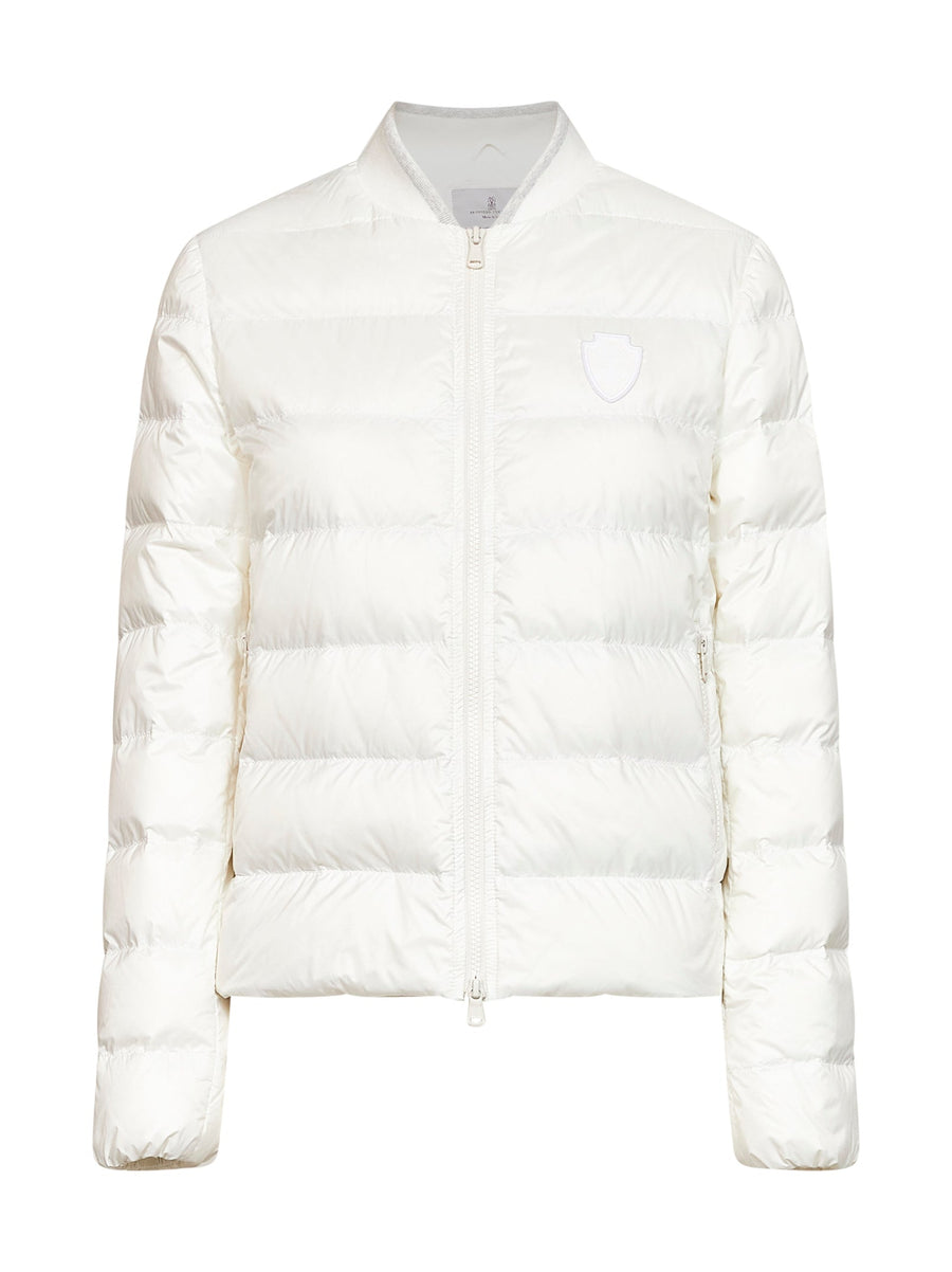 Nylon Down Jacket Milky White Polyester Puffer