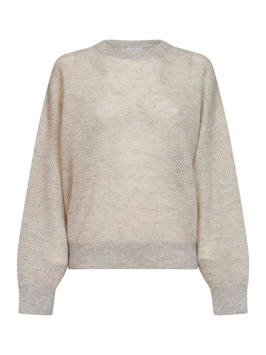 Net Double-Knit Sweater Ivory Beige