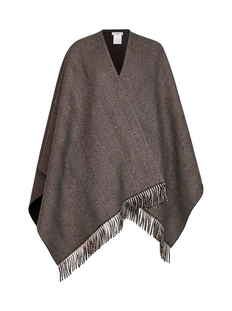 Reversible Cashmere Poncho Brown Capes