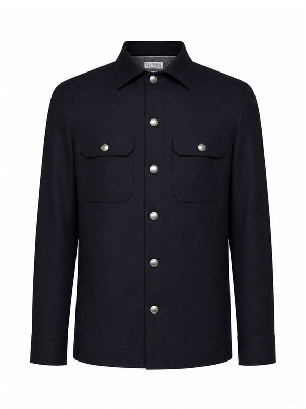 Overshirt Virgin Wool Navy Blue Shirt