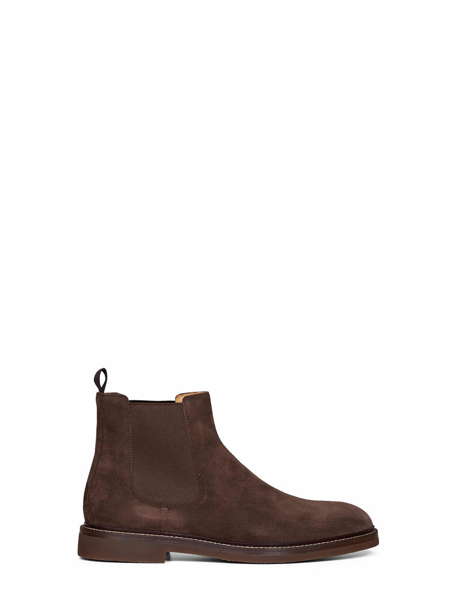 Chelsea Ankle Boots Mocha Suede Brown Calf Leather