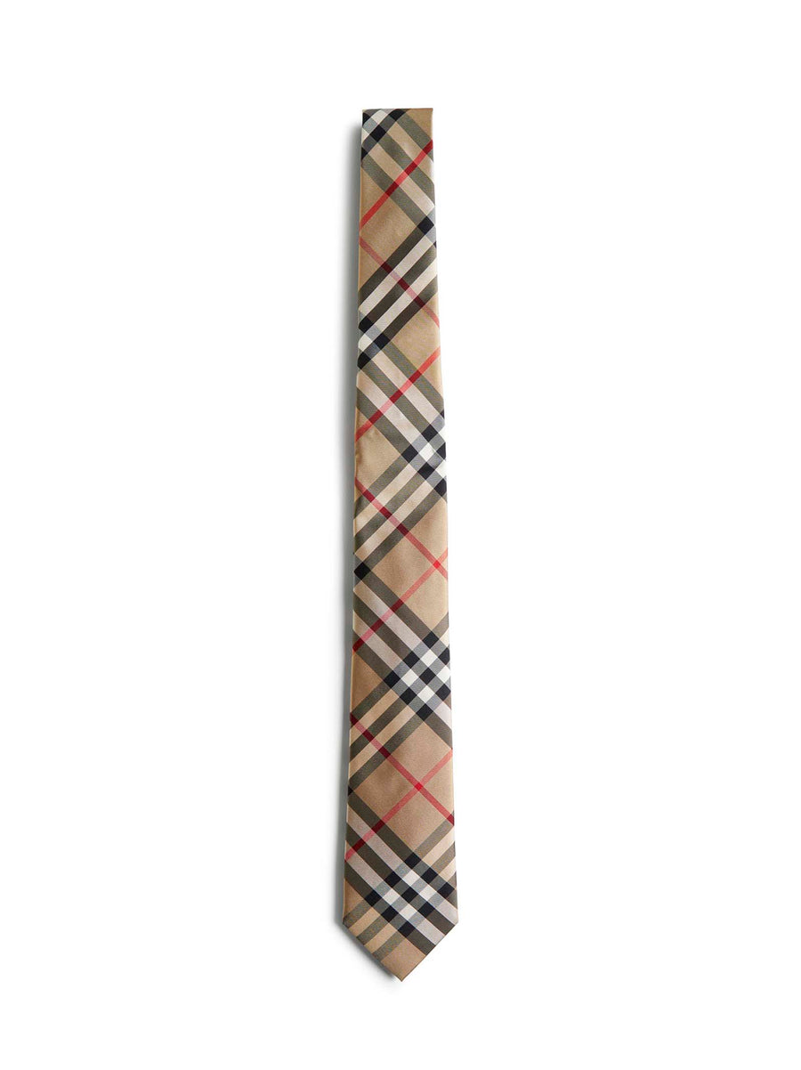Silk Tie Check Pattern Beige Mulberry Ties & Bow