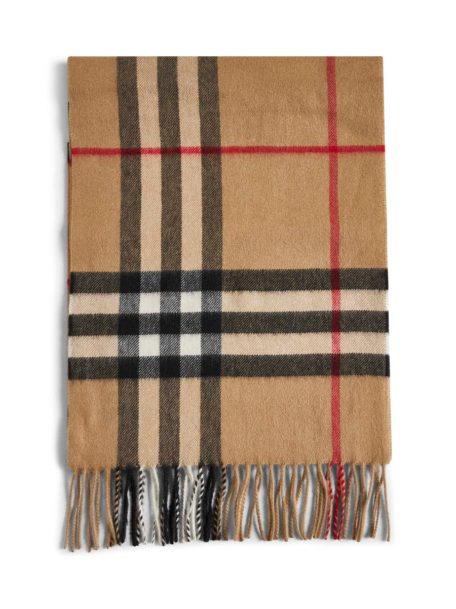Scarf Beige Check Cashmere