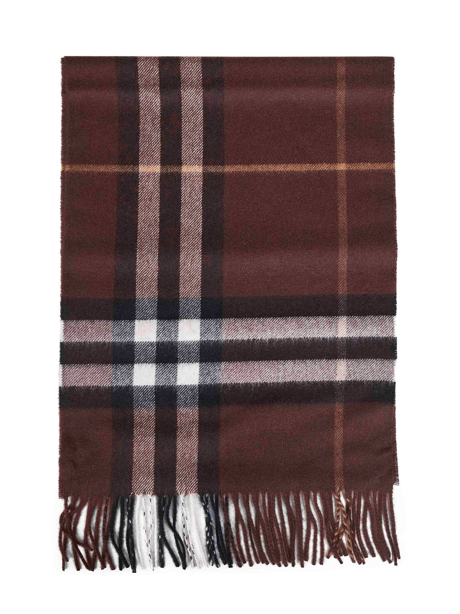 Scarf Cashmere Check Treacle Brown